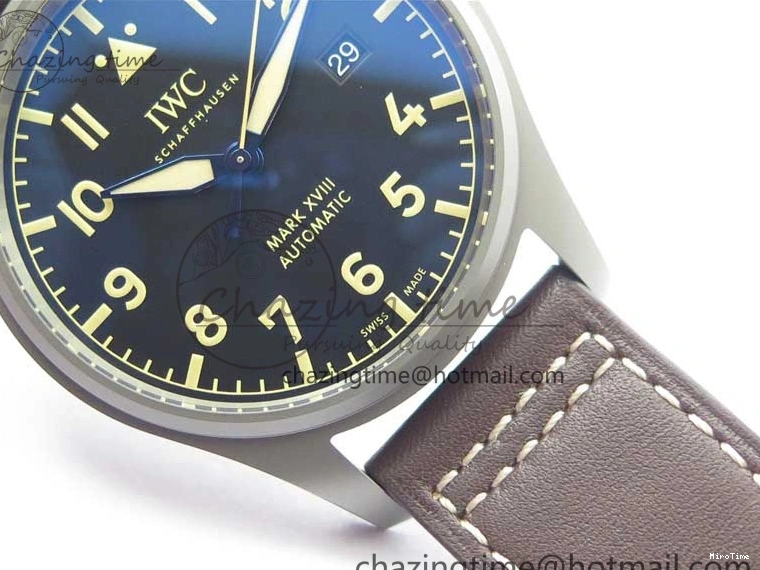 MIROTIME 0507 Mark XVIII IW327006 Titanium V7F 1:1 Best Edition Black Dial on Brown Leather Strap A Attractive 7080